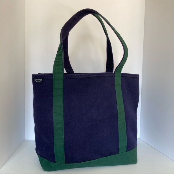 Lands' End Bags Lands End Classic Boat Tote Style Navy And Green Canvas Beach Bag Clean